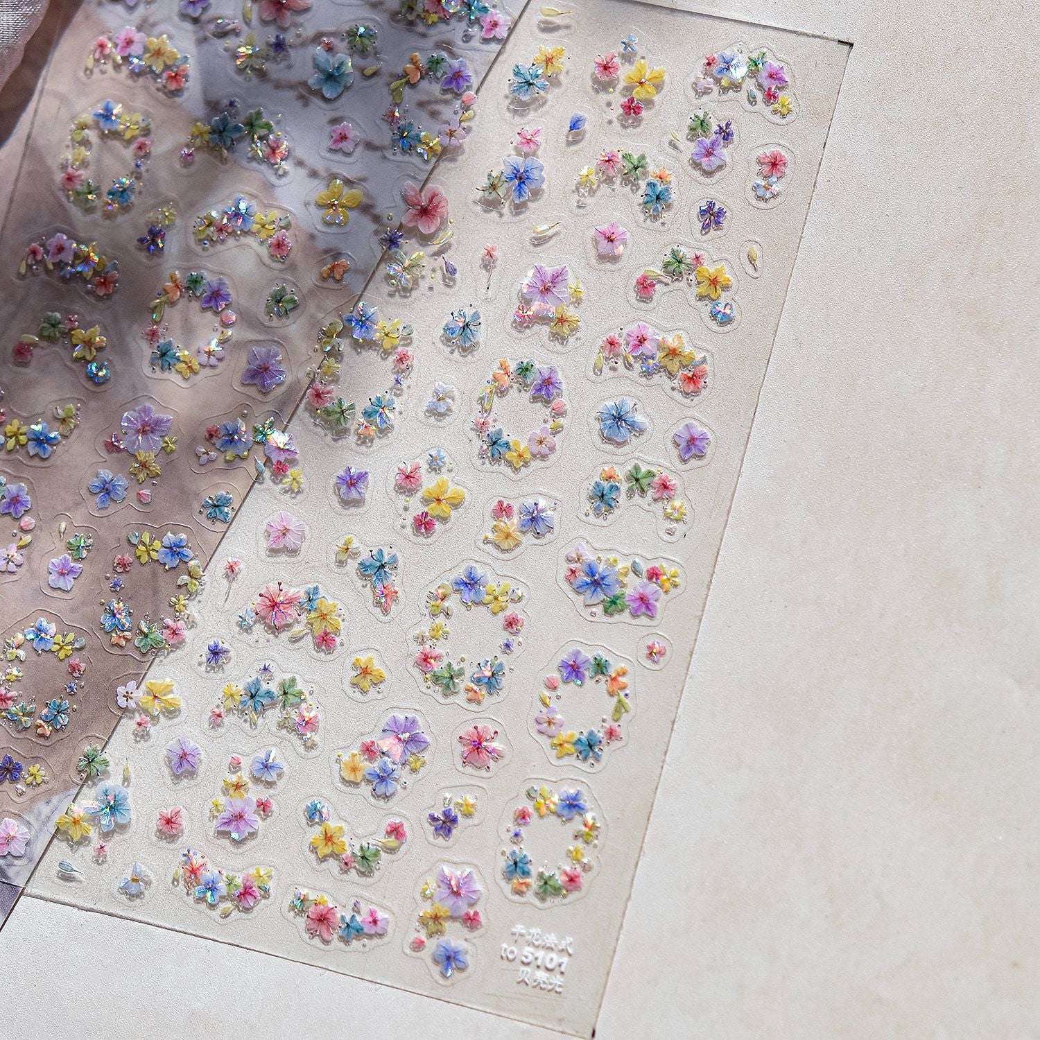 Pastel Mini Wildflower Mix: "Thousand Flower Impression" – 5D Embossed Nail Sticker
