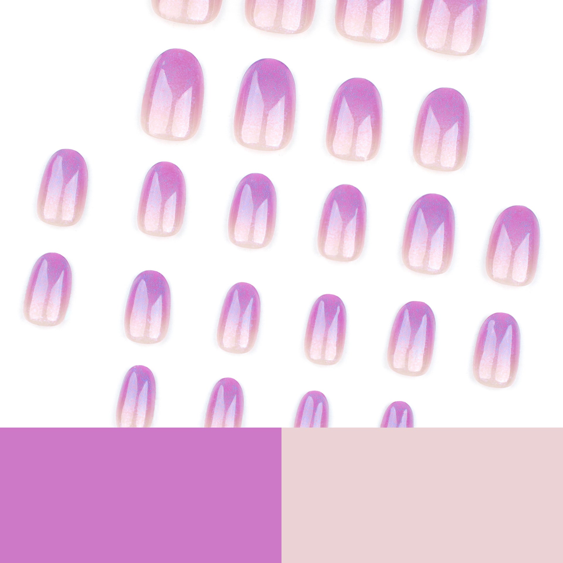 簡約法式紫色穿戴甲｜漸層短款圓形成品 批發｜365nails