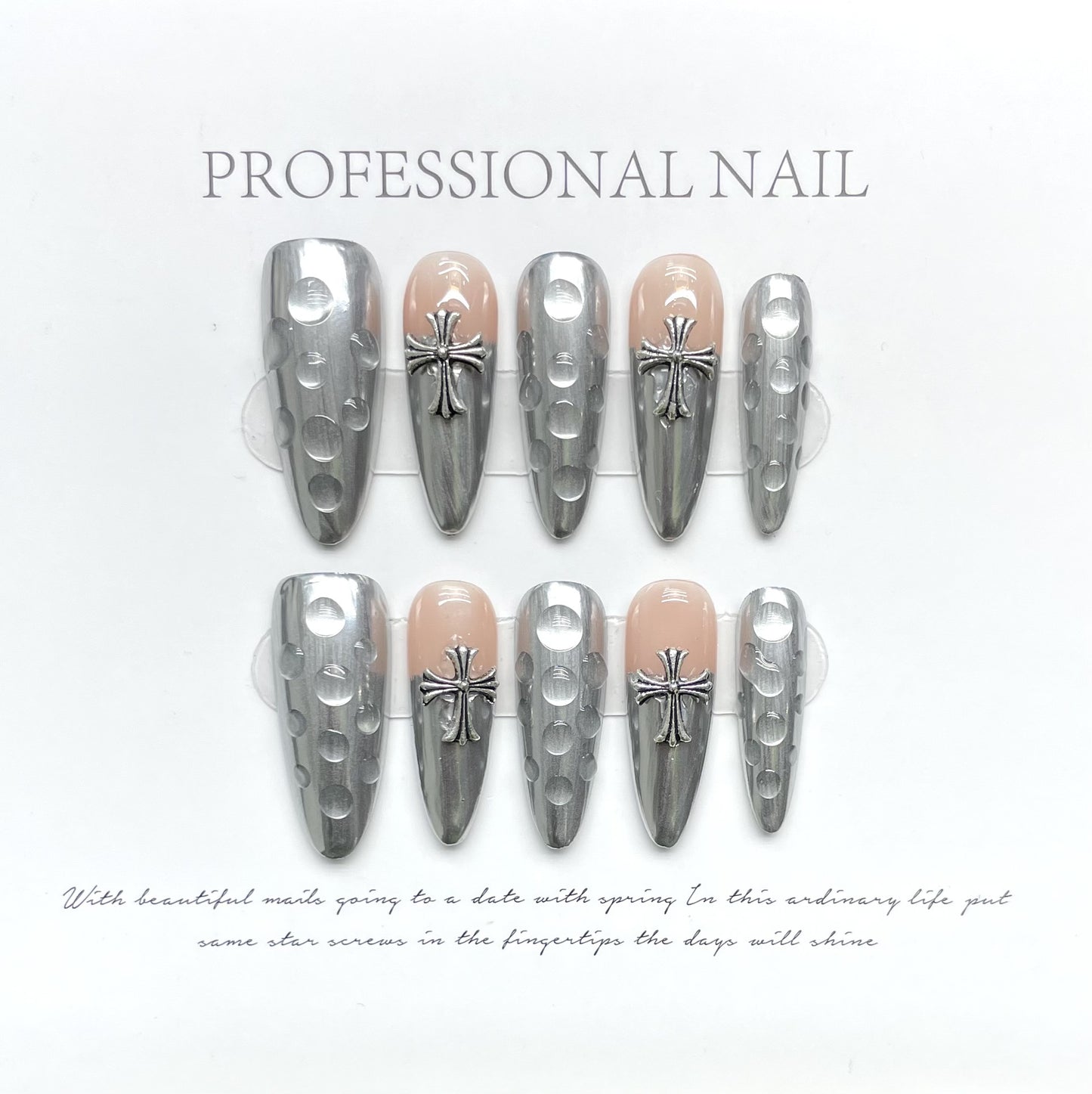 Explosive Diamond Cross Water Drop Heavy Industry Punk Goth Niche Spice Girls Dark Wear nails | 365nails