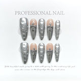 Uñas explosivas de gota de agua con forma de cruz de diamante, estilo heavy industry, punk, gótico, nicho, Spice Girls, Dark Wear | 365nails