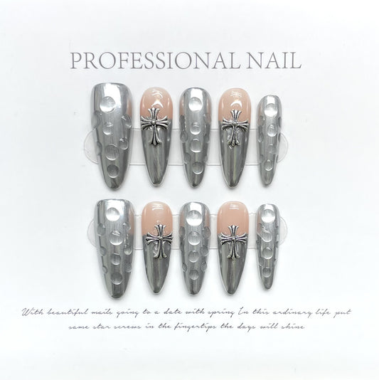 Explosive Diamond Cross Water Drop Heavy Industry Punk Goth Niche Spice Girls Dark Wear nails | 365nails