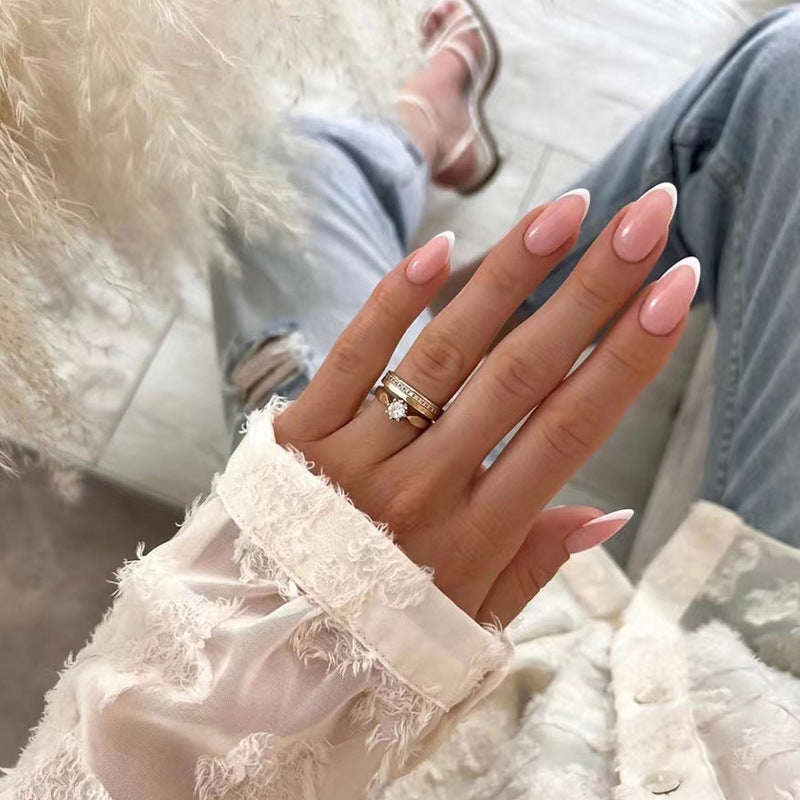 Uñas postizas al por mayor, parches de manicura francesa con borde blanco simple, uñas postizas al por mayor, uñas postizas al por mayor | 365nails