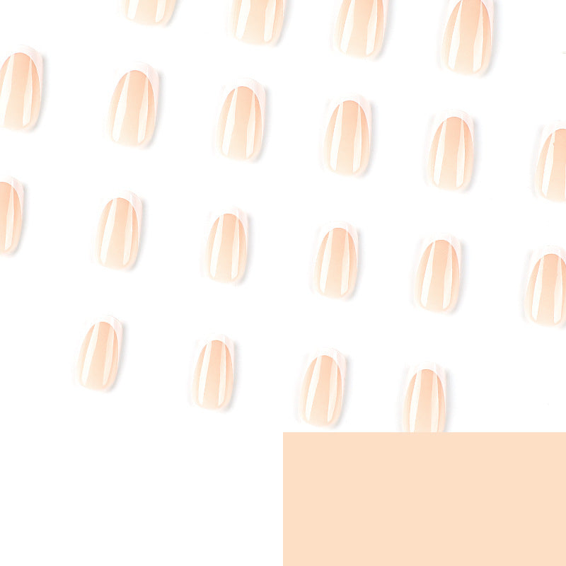 Wear nail wholesale naked skin tone square simple ins wind white edge French nail piece wear nail piece fake nail