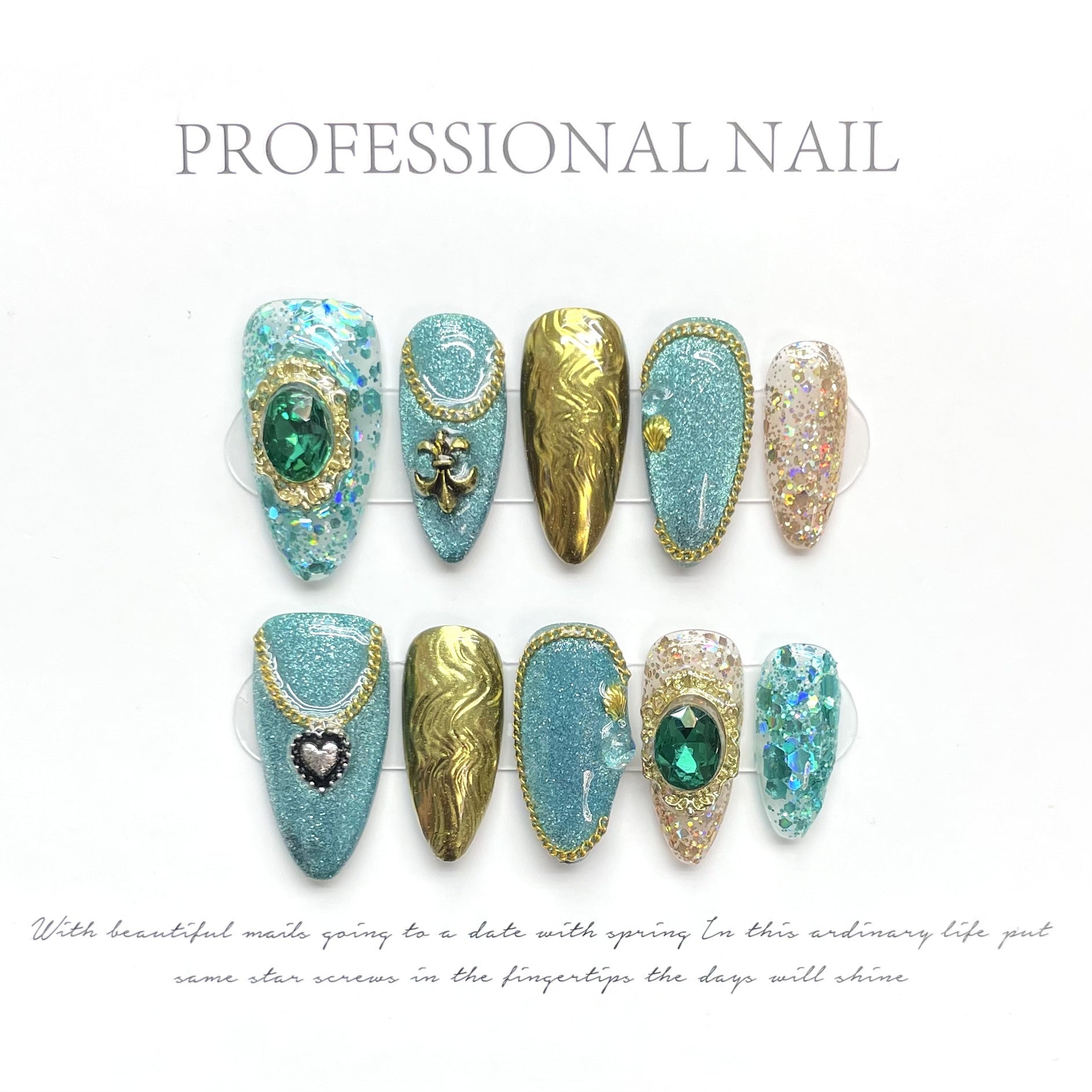 Unhas postiças artesanais exóticas, estilo olho de gato, arte de unha finalizada, unhas postiças removíveis, feitas à mão, arte de unha postiça finalizada | 365nails