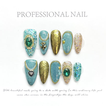 Exotic Pure Handmade press-on nails cat eye Finished Nail Art Detachable handmade press on nails Art False Nail Finished | 365nails