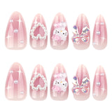 Japanese style sweet blush bow love press-on nails