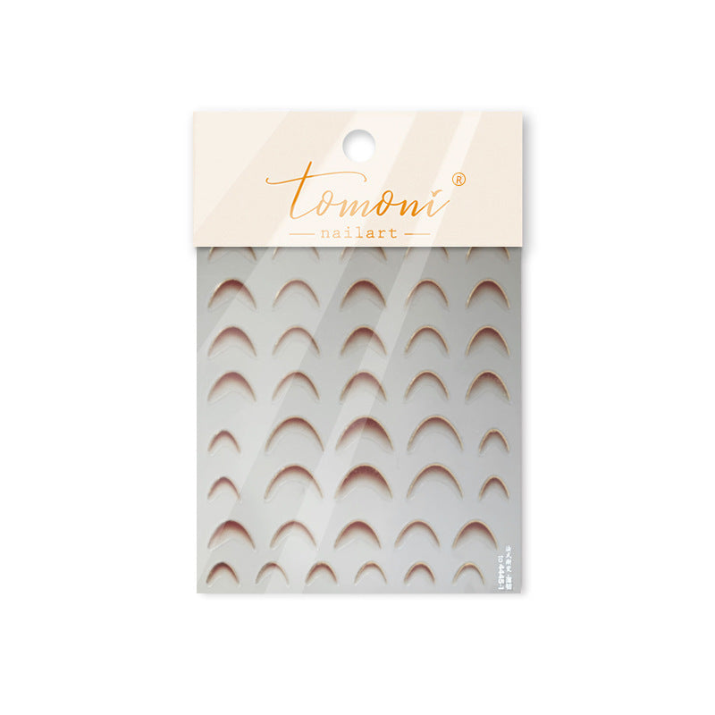 Pearl White Crescent: "Elegant Arch" – 5D Embossed Nail Sticker
