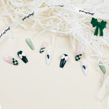 Press onable nails Art  Matcha Chessboard nails Art Whitening nails  Press onable nails Art Wholesale nails｜365nails
