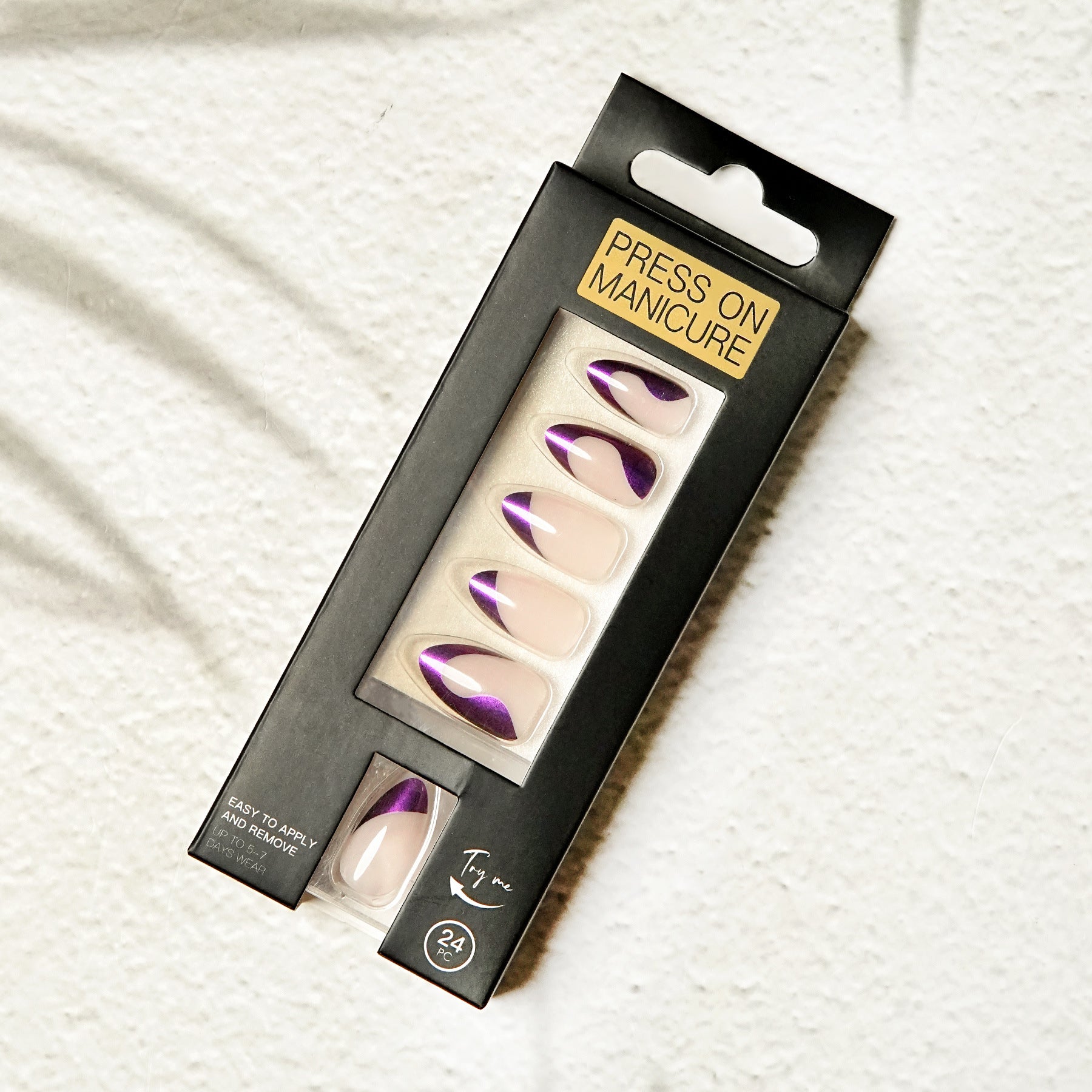 Metallic Purple French Short Almond Nail Set