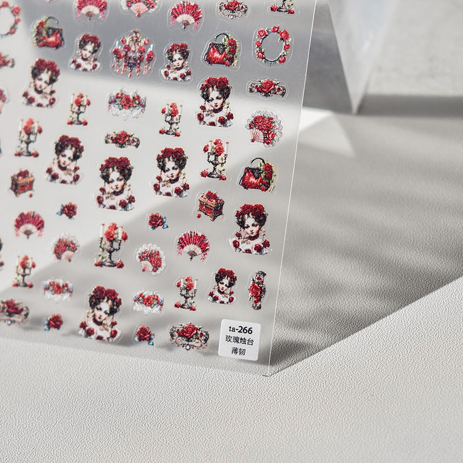 Crimson Mirror Stage – Gothic Lolita Nail Art Accent Set