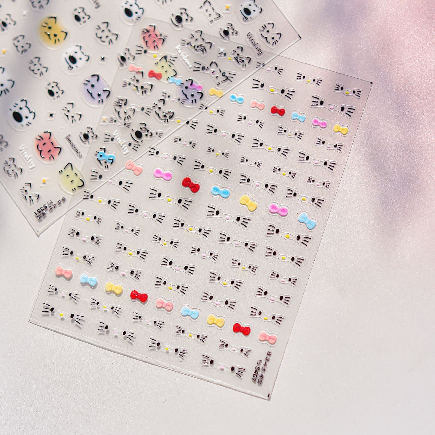 Kawaii Animal Face & Whisker Nail Sticker Set – "Cute Pet Face"