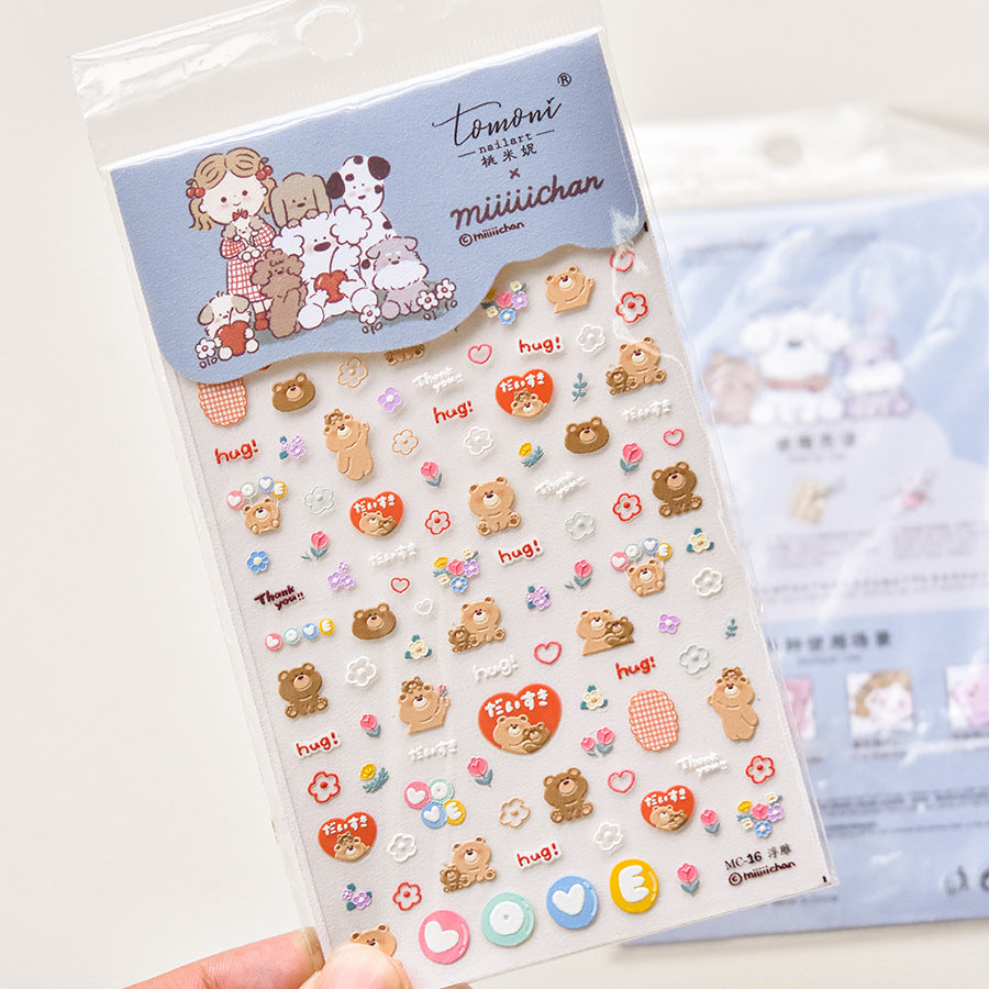 365nails: "Cute Bear and Friend" – nail art stickers