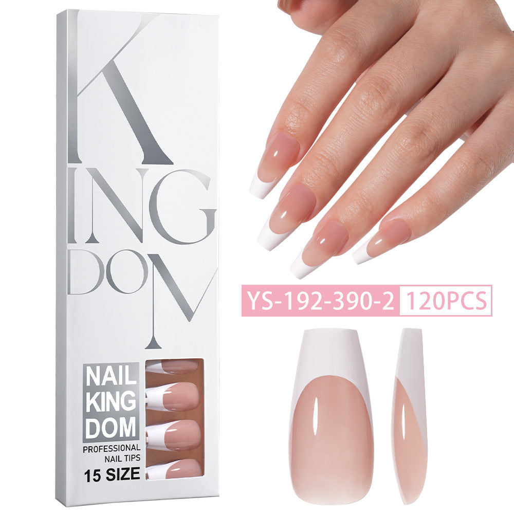 Hot-selling French-style armor, simple spray oil-shiny patch manicure removable trapezoidal nail piece 120 pieces in a box