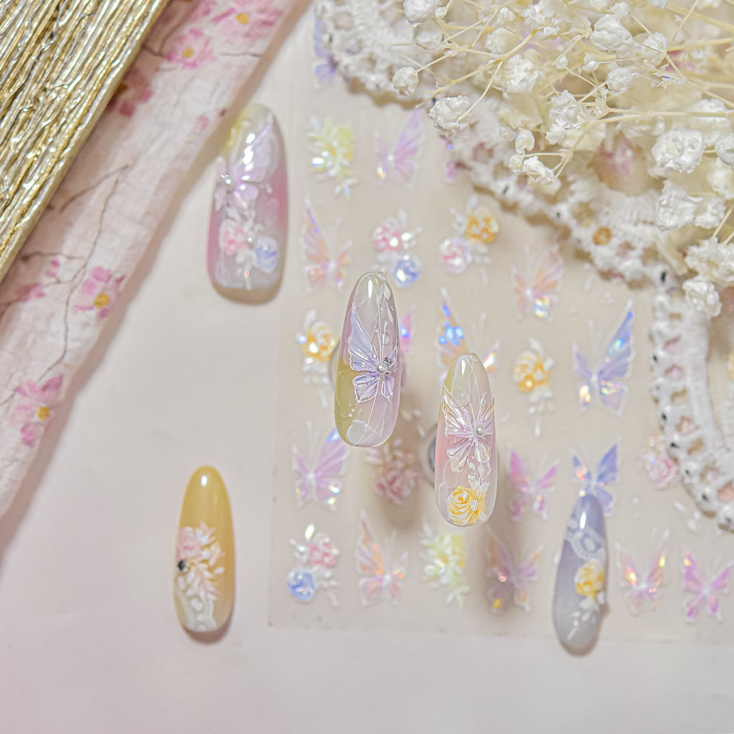 365nails: "Iridescent Butterfly & Rose" – nail art stickers