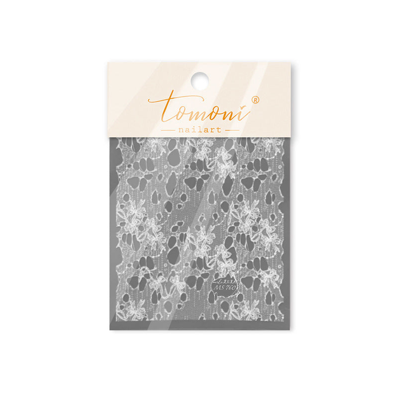 Red Bow & Iridescent Polka: "Coquette Red Lace" – 5D Embossed Nail Sticker