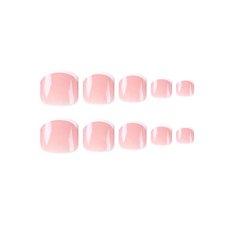 simple foot nail French white edge  advanced  short wholesale nail patch nail｜365nails