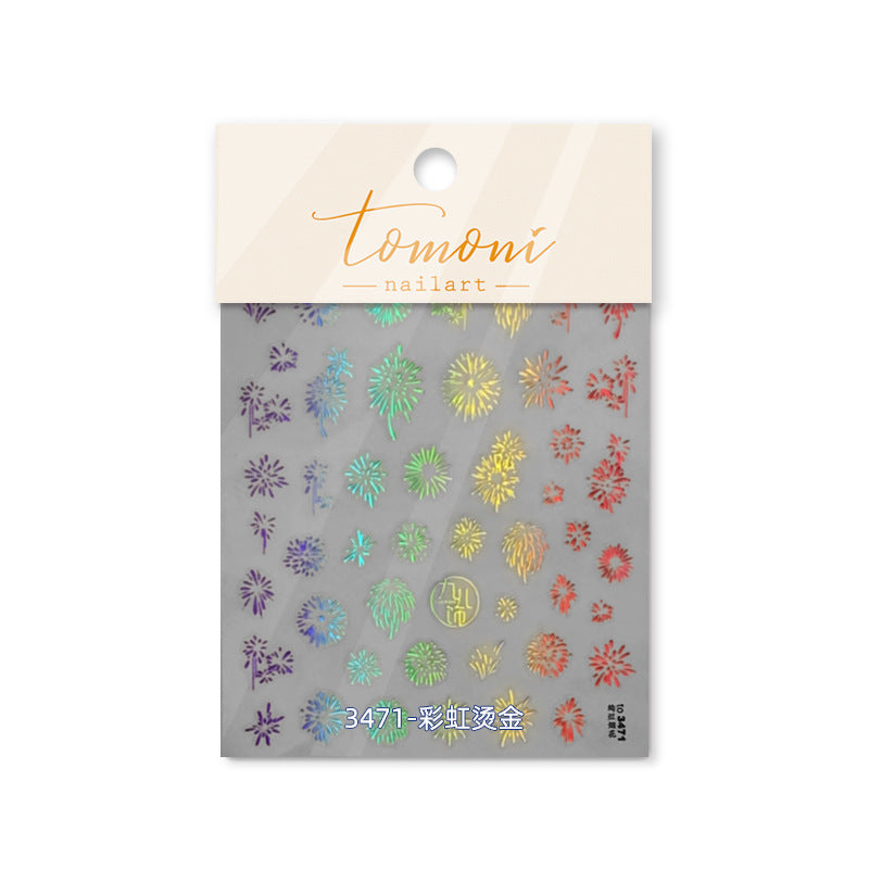 Shell Firework Collection: "Iridescent Sparkle" – 3D Holographic Nail Sticker