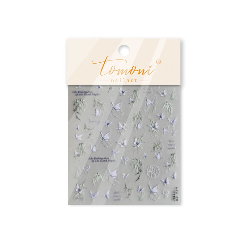 365nails: "Soft Purple Butterfly & Greenery" – nail art stickers