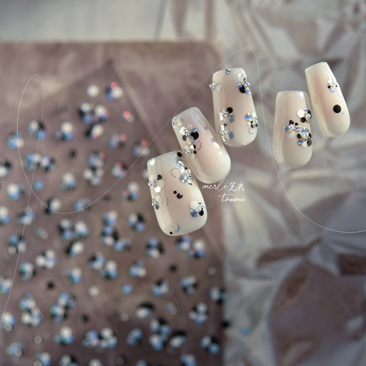 Holographic Heart & Positive Words – Playful Glam Nail Art Set