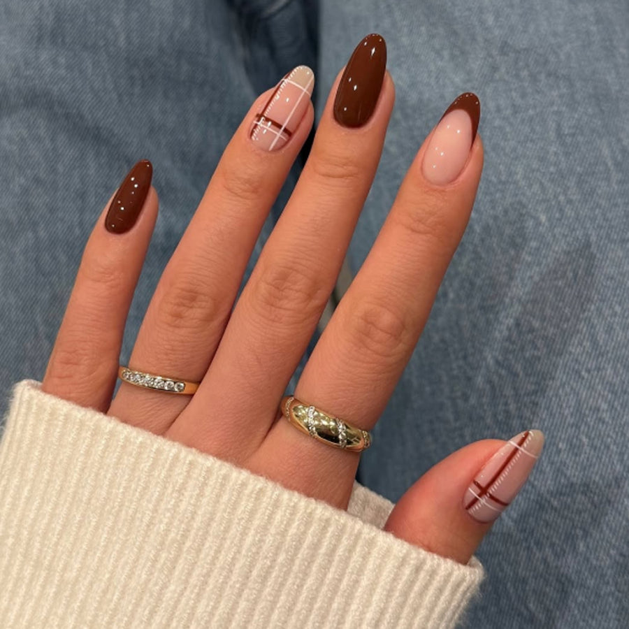 Soft Nude Gradient Almond Nails with Glossy Finish