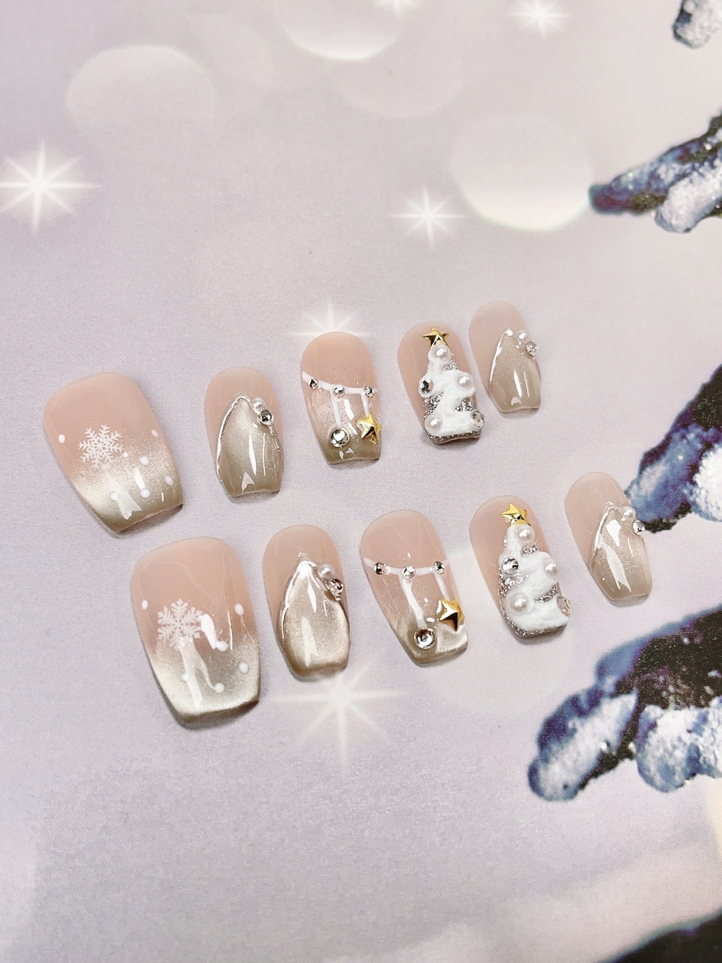 Christmas Collection Handmade press-on nails New Year