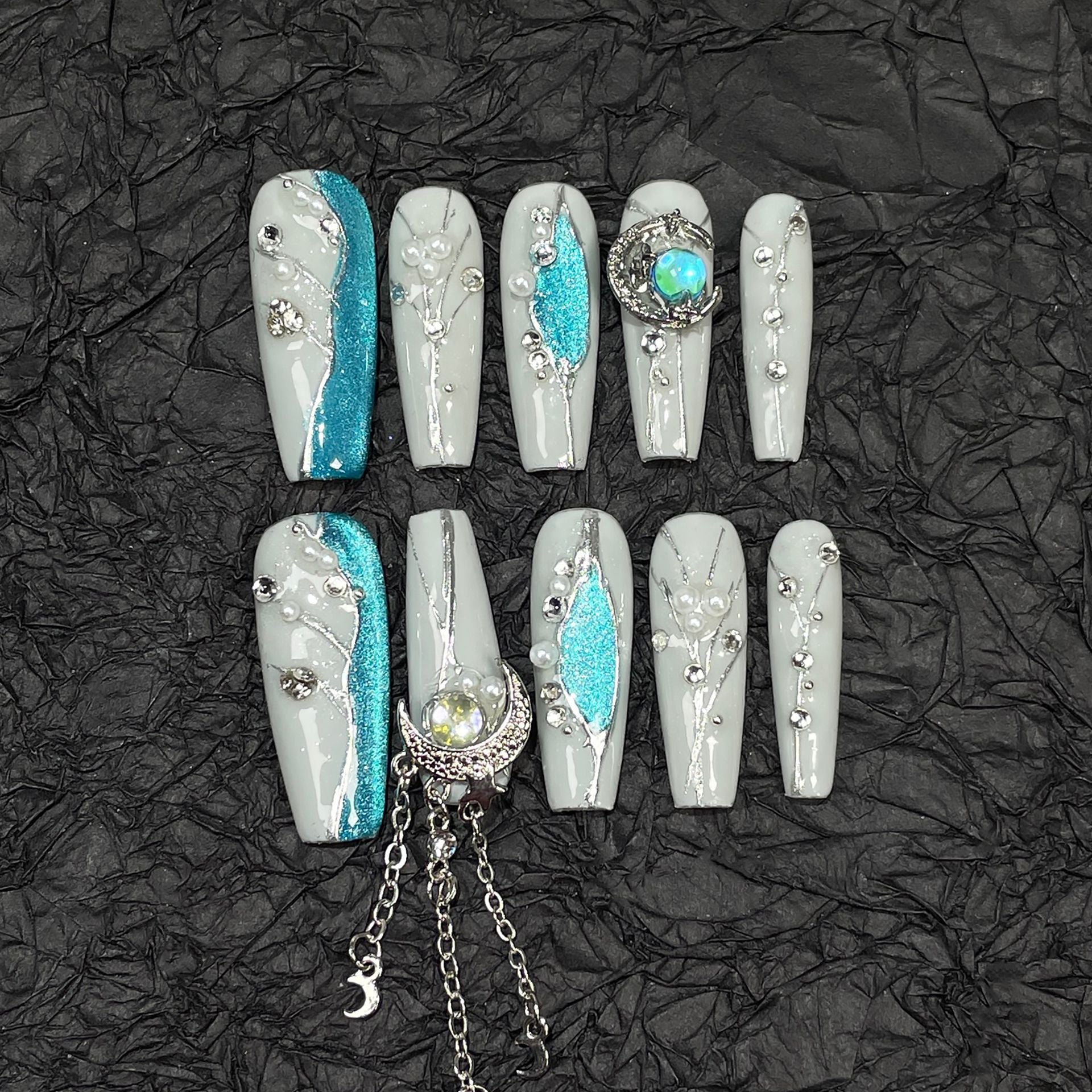 Star Moon Galaxy Sweet and Cool Spice Girls Unhas Artesanais para Uso Pesado Indústria Leve Luxo Novo Adesivo de Unha Adesivo de Unha Vestível ｜365nails