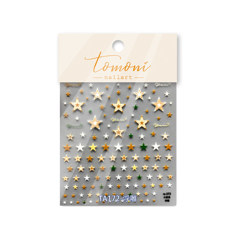 Gold Star: "Celestial Sparkle" – 3D Embossed Nail Sticker
