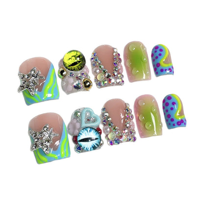 Handmade press-on nails   short blush nail Spice Girl sweet and cool personalized hand-painted nail patch｜365nails