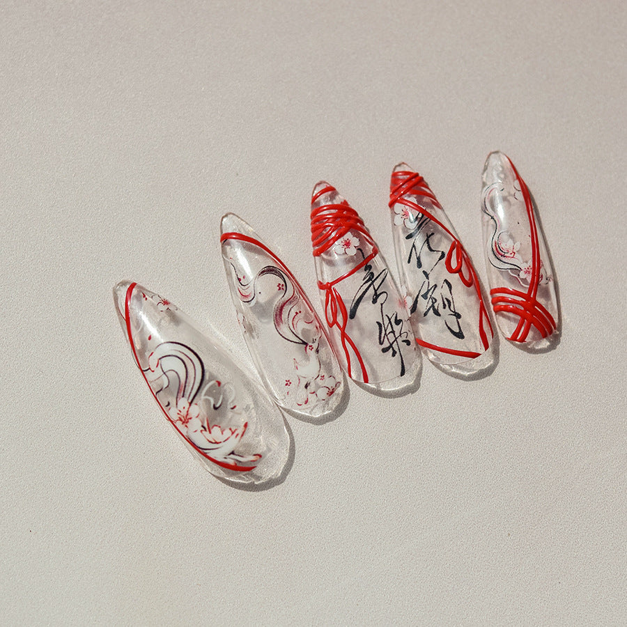 Ink Wash Nine-Tailed Fox: "Mystic Ink Fox" – 5D Embossed Nail Sticker