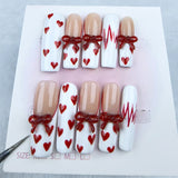 Valentine's day red heart long press-on nails(MOQ=5)