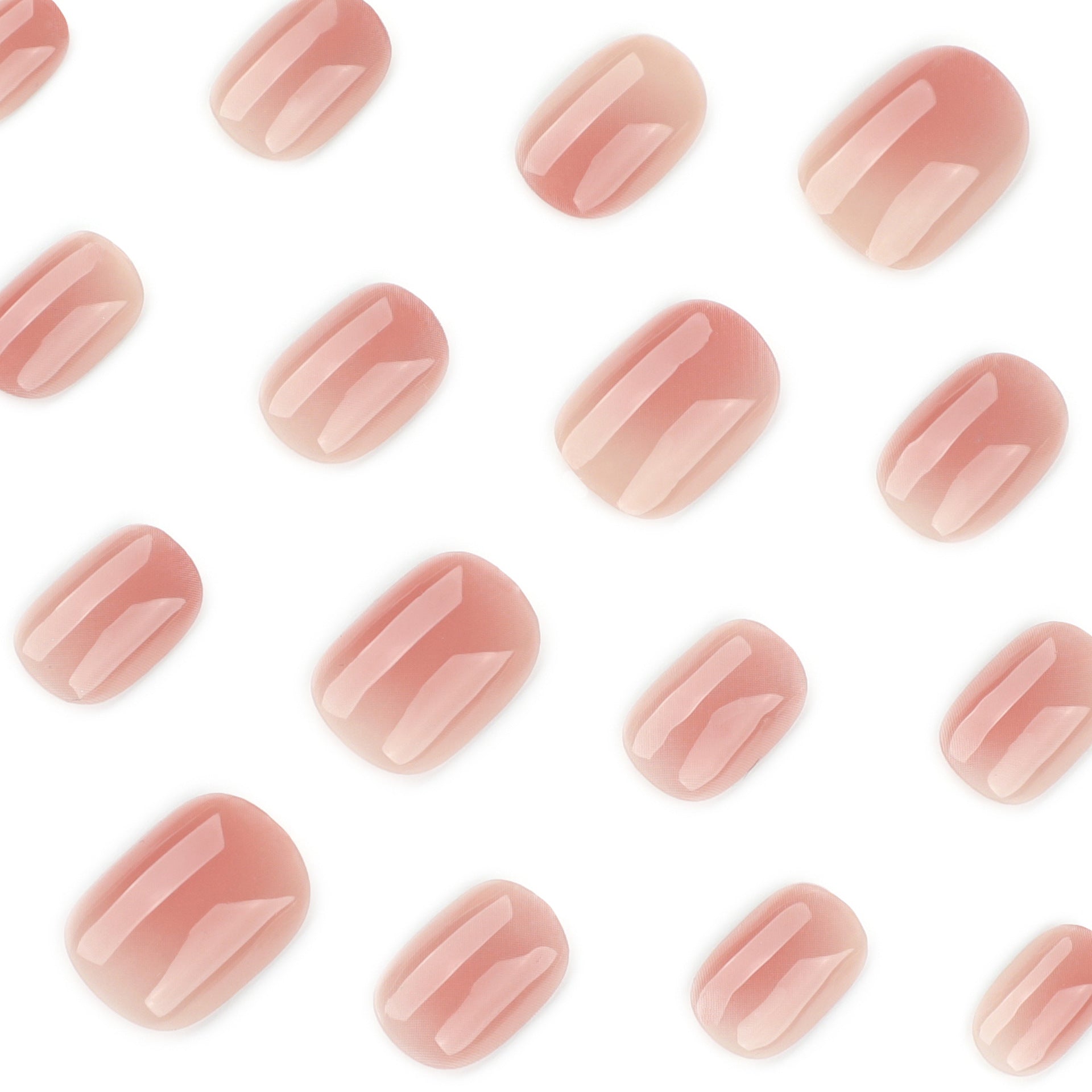 Simple blush smudge mini square press-on nails