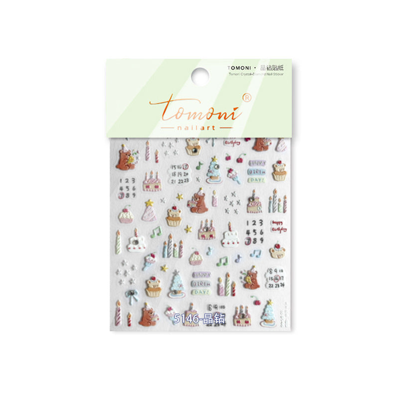 Birthday Celebration Collection: "Sweet Birthday" – 3D Crystal Nail Sticker