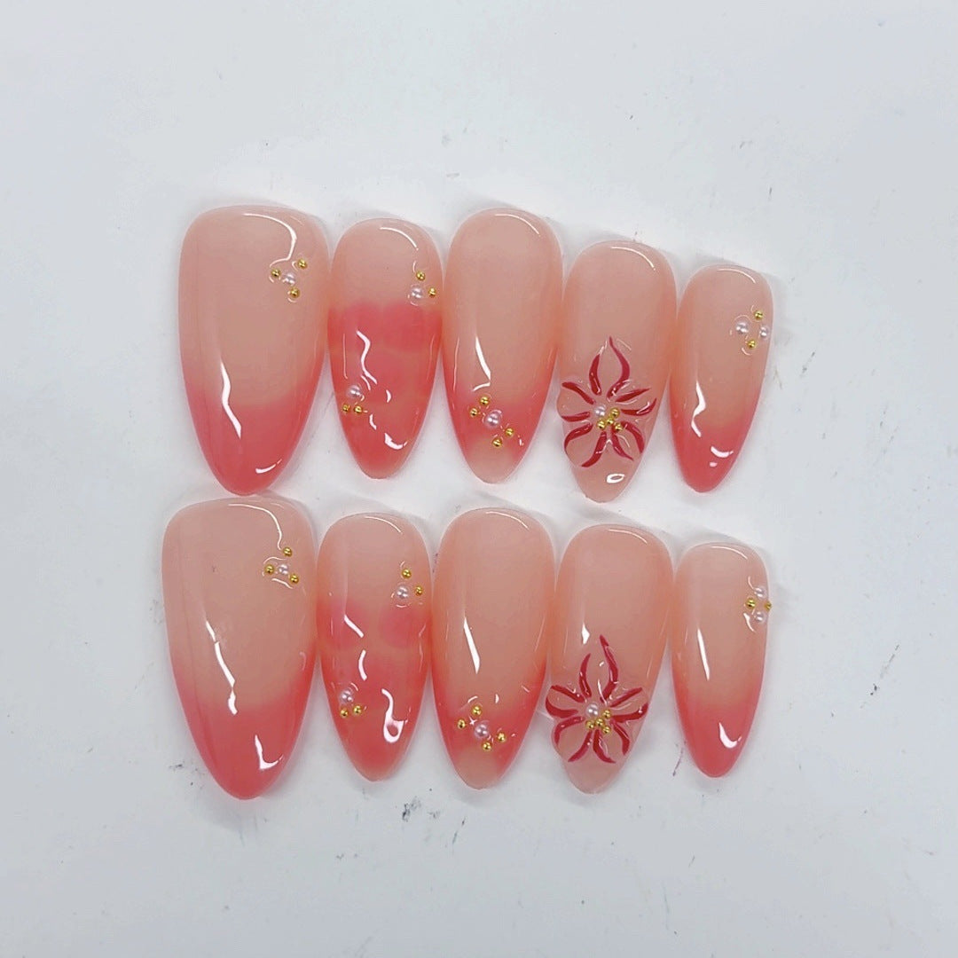 Blush Bloom: "Coral Flower" – Almond Press-Ons
