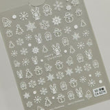 Winter Christmas Snowflake Nail Art Sticker 5D Embossed Three-dimensional White Hollow Snowflake Nail Sticker Ornament CA