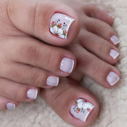 Novo produto para primavera e verão, unhas postiças postiças, unhas de pressão, ricas, floristas, folhas de arte para unhas, unhas postiças simples com acabamento francês｜365nails