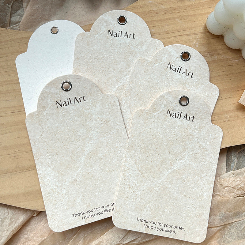 Vanilla Paper Nail Display Card for Press-On Nails – Minimalist Neutral Packaging