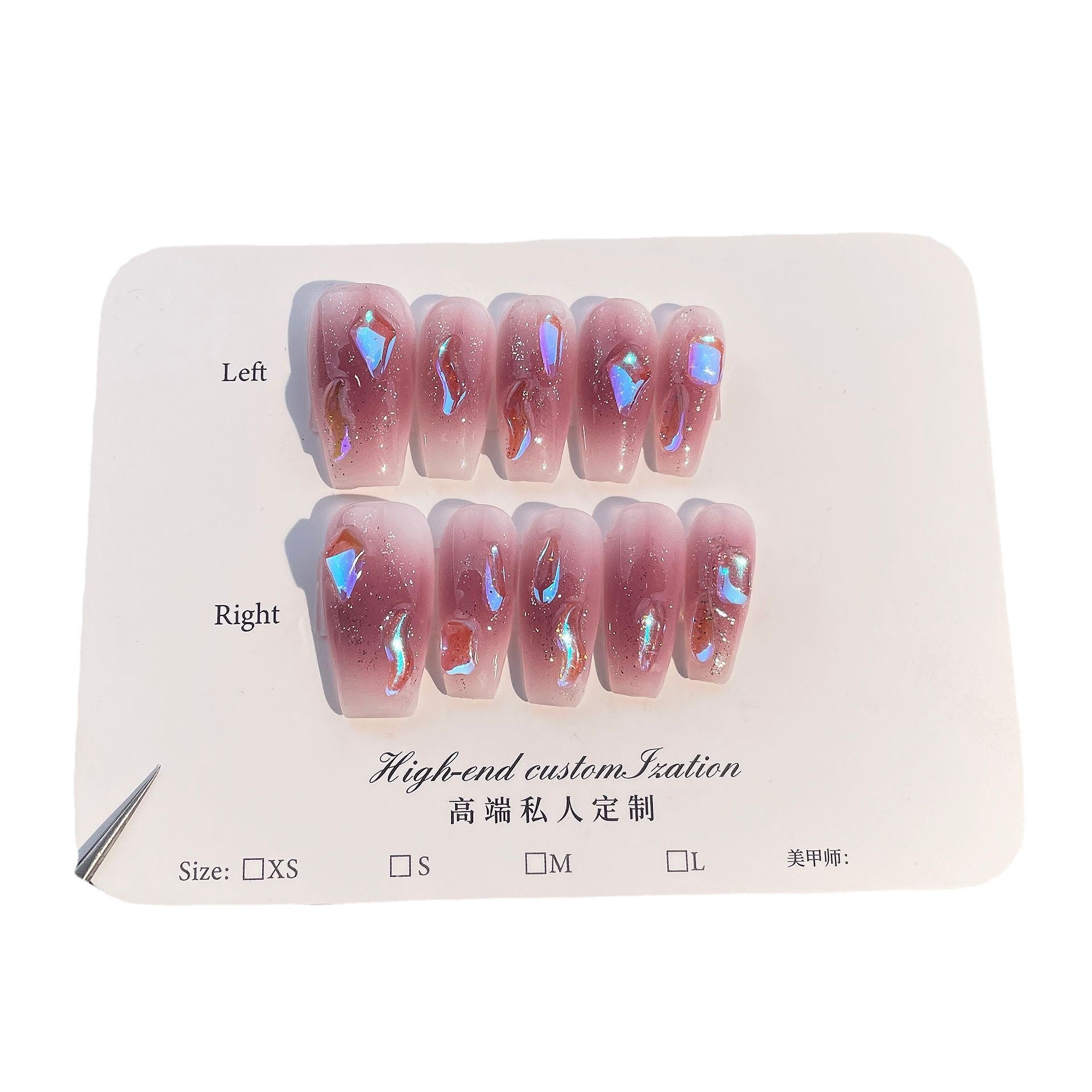 Handmade Press-on Nails Aurora Drill Airbrush Grape Purple Blush Medium and Long Whitening Nail Patch Wearable Fake Nails｜365nails