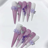 Lavender Butterfly Fairy Extra Long Press On Nails