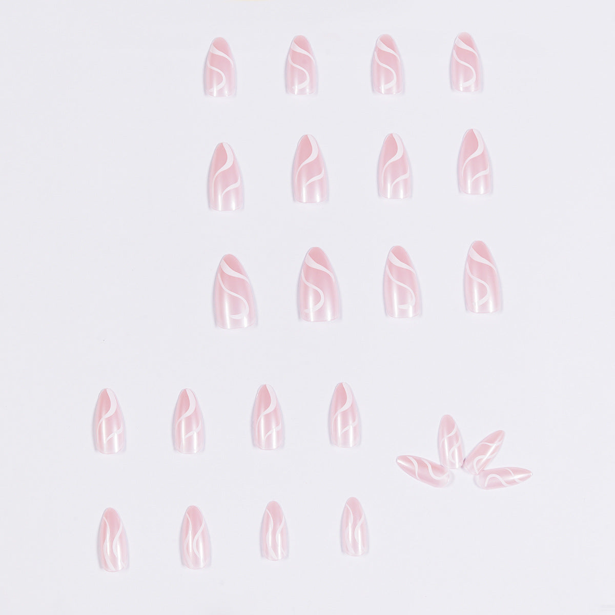 Unhas postiças francesas simples com impressão pop Sense, unhas removíveis e finalizadas ｜365nails