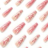 Almofadas atacado rosa e branco esfumado amor longo balé almofadas de unhas produtos para unhas usando almofadas de unhas longas ｜ 365nails