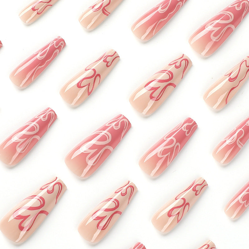 Almofadas atacado rosa e branco esfumado amor longo balé almofadas de unhas produtos para unhas usando almofadas de unhas longas ｜ 365nails