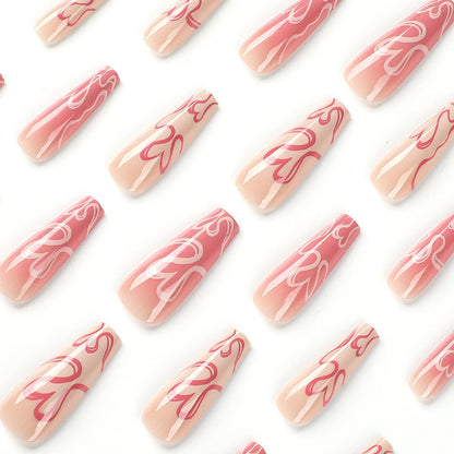 Pads wholesale pink and white smudging love long ballet nail pads nail products wearing long nail pads｜365nails
