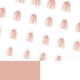 Manicure de balé curto francês branco com strass, atacado de unhas postiças｜365nails