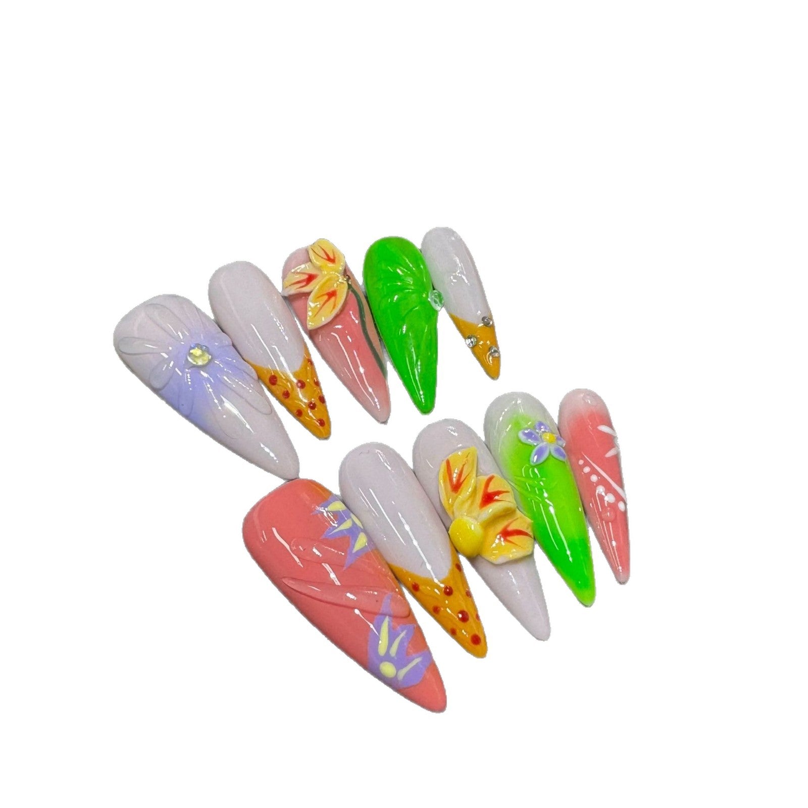 365nails: "Candy Crush" – 3D Abstract Handmade Stiletto Nails