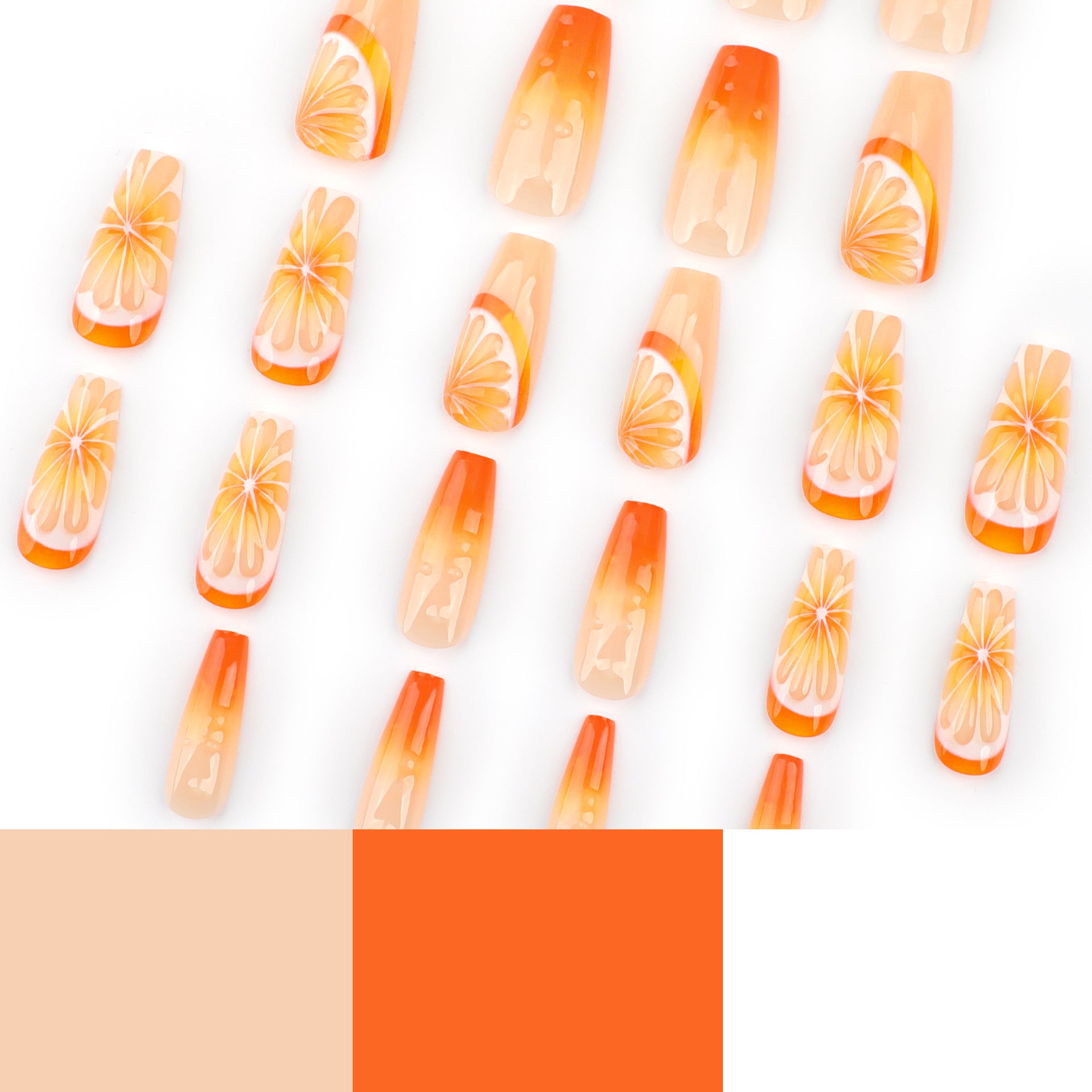 Pequena manicure 3D de frutas frescas laranja mudança gradual laranja mais vendida ｜365nails