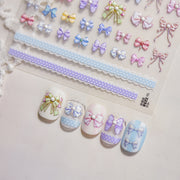 365nails: 빛나는 크리스탈 리본 네일 아트 스티커