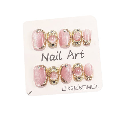 Buccellati Nail Art Spar cat eye Magic Mirror Powder Premium Whitening Short Handemade press on nails  Sticker｜365nails