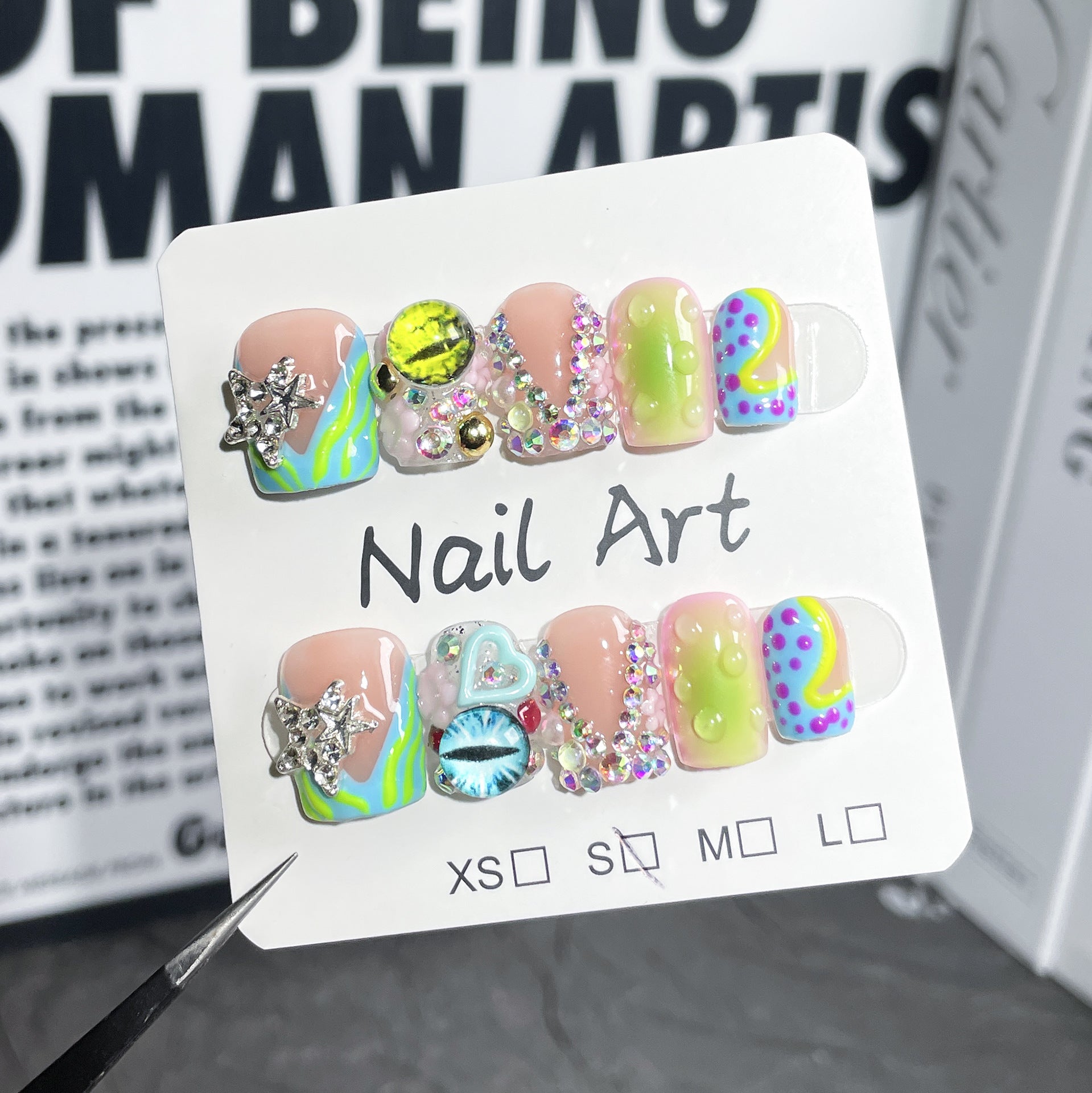 Uñas postizas cortas ruborizadas hechas a mano, diseño de Spice Girl, parche de uña personalizado, dulce y genial, pintado a mano | 365nails