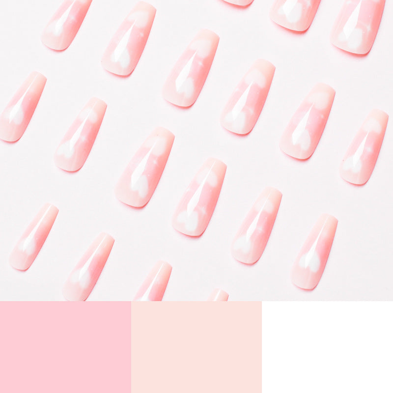 粉色愛心星光法式成品甲片（批發）｜365nails