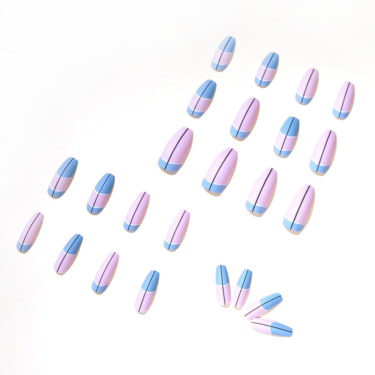 press on nail  blue French   direct supply wearable nail finished product｜365nails